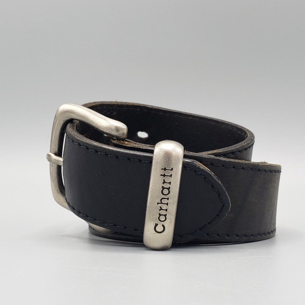 Carhartt Mens 38 Leather Belt Black Top Grain Bridle Rugged Gorpcore Moto Biker